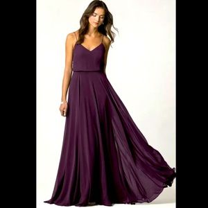 BHLDN Jenny Yoo Inesse Bridesmaid Dress, Chiffon Size 8 Black Currant